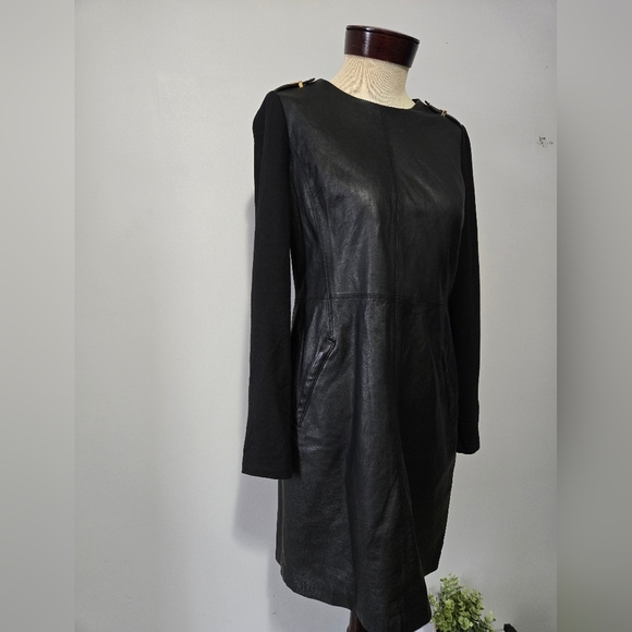 Michael Kors Lambs Leather Black Dress. Size 8 - Picture 2 of 16